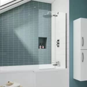 Ella Straight Hinged Bath Screen 1400mm h x 750mm w - 5mm Glass - Nuie