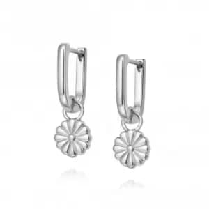 Daisy Bloom Drop Huggies 925 Sterling Silver Earrings DE02_SLV