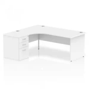 Impulse 1800 Left Hand Panel End Workstation 600 Pedestal Bundle White