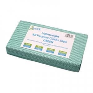 2Work Lightweight Green All Purpose Cloth 600 x 300mm Pack of 50 10284