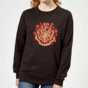 Harry Potter Hogwarts Christmas Crest Womens Sweatshirt - Black