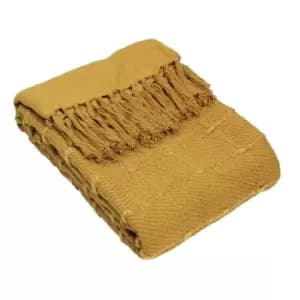 Motti Woven Tufted Stripe Throw Ochre