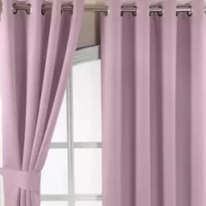 Homescapes - homecapes Pastel Pink Herringbone Chevron Blackout Thermal Curtains Pair Eyelet Style, 65x90'
