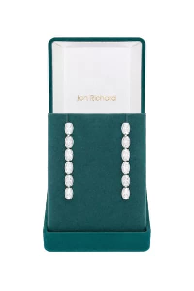 Rhodium Plated And Cubic Zirconia Tennis Earrings - Gift Boxed