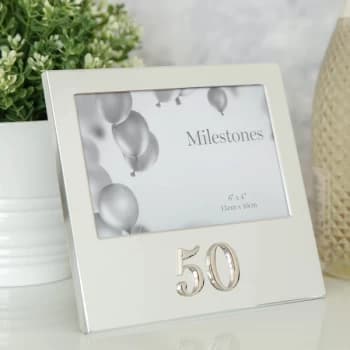 6" x 4" - Milestones Birthday Frame with 3D Number - 50