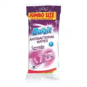 Duzzit Anti Bacterial Wipes X-Large Lavender Pack 30
