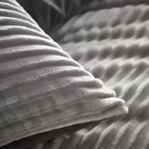 Portfolio - Alaska Silver Double Duvet Cover Set Reversible Winter Bedding Ribbed Fleece - Silver