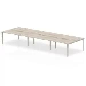 B2B Silver Frame Bench Desk 1200 Grey Oak 6 Pod