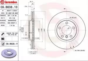 BREMBO Brake disc MINI 09.B638.11 34119804829,34119811538 Brake rotor,Brake discs,Brake rotors