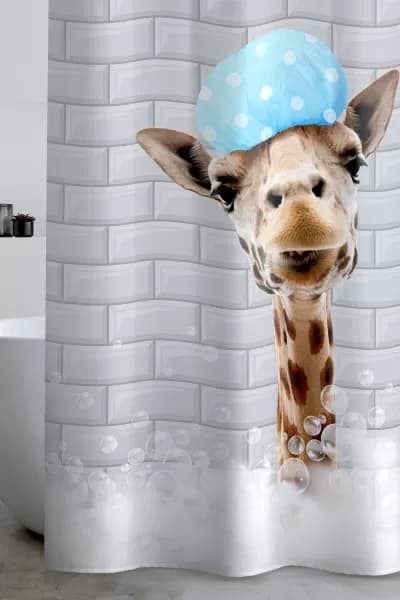 'Bubble Bath Giraffe' Shower Curtain