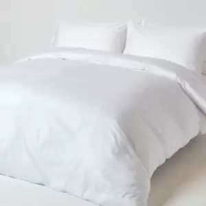HOMESCAPES White Organic Cotton Duvet Cover Set 400 Thread count, Super King - White - White