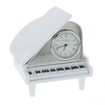 WILLIAM WIDDOP Miniature Clock - White Grand Piano.