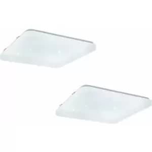 2 PACK Wall Flush Ceiling Light White Shade White With Crystal Effect LED 17.3W