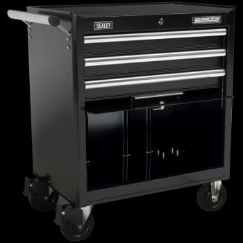 Sealey Superline Pro 3 Drawer Heavy Duty Roller Cabinet Black