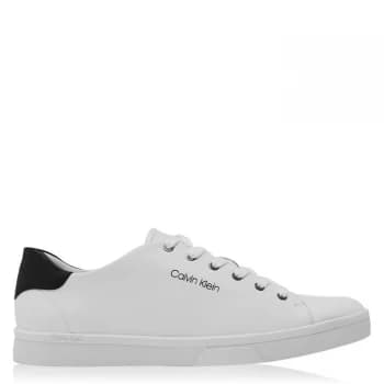 Calvin Klein Ilario Low Top Nappa Trainers - White/Black