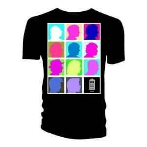 Doctor Who - Silhouette Grid Multi Black Mens Large T-Shirt - Black