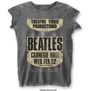 The Beatles - Carnegie Hall Womens Medium T-Shirt - Grey