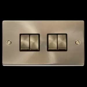 Click Scolmore Deco Ingot 4 Gang 10AX 2 Way Plate Switch - VPAB414BK