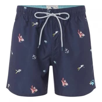 Ted Baker Diver Print Swim Shorts - Navy