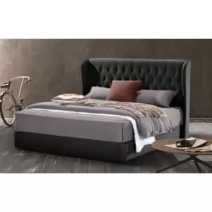 Envisage Trade - Mariappa Upholstered Beds - Plush Velvet, Double Size Frame, Black - Black