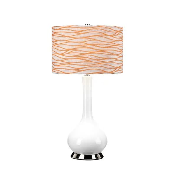 Milo Table Lamp with Round Shade, Polished Nickel, White, Orange