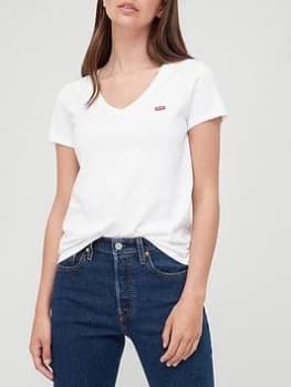 Levis V-neck Small Logo Tee - White Size M Women