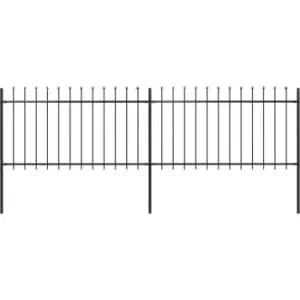 Garden Fence with Spear Top Steel 3.4x1 m Black Vidaxl Black