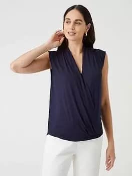 Wallis Sleeveless Wrap Top - Blue Size L, Women