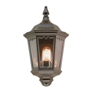 1 Light Outdoor Wall Half Lantern Light Black IP43, E27