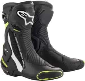 Alpinestars SMX Plus v2 Motorcycle Boots, black-white-yellow, Size 39, black-white-yellow, Size 39