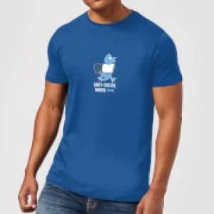 Plain Lazy Anti-Social Media Mens T-Shirt - Royal Blue - L