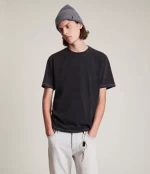 AllSaints Mens Beamer Crew T-Shirt, Jet Black, Size: L