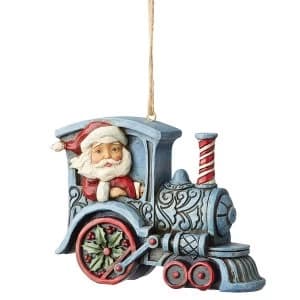 Santa In Train Engine Hanging Ornament