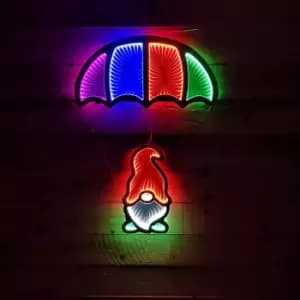 85cm Multicoloured Infinity LED Hanging Parachute Christmas Gnome Gonk