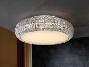 Diamond 9 Light Crystal Flush Ceiling Light Chrome, G9