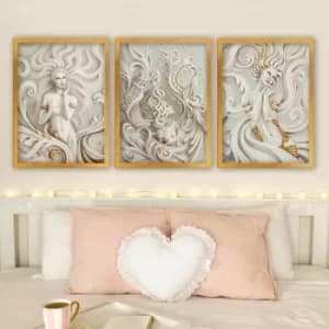 3SC117 Multicolor Decorative Framed Painting (3 Pieces)