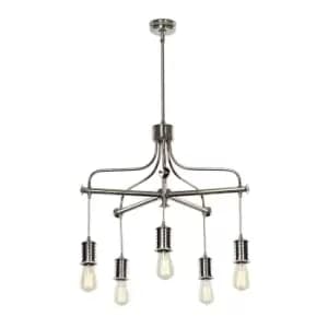 5 Bulb Chandelier LIght Highly Polished Nickel LED E27 60W