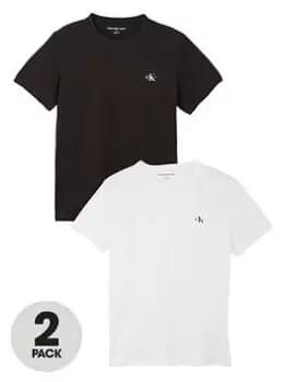 Calvin Klein Jeans 2 Pack Monogram T-Shirt, Black/White, Size S, Men