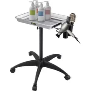 VEVOR Rolling Salon Tray, Height Adjustable, Stainless Steel Structure, Mobile Instrument Tray with 2 Cups & 1 Metal Ring, 360 Degree Swivel Casters,