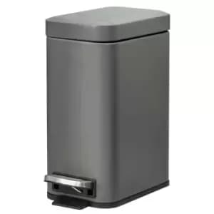 Homcom 5L Steel Waste Pedal Bin - Grey