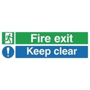 Safety Sign Fire Exit Keep Clear 150x450mm PVC EC08SR