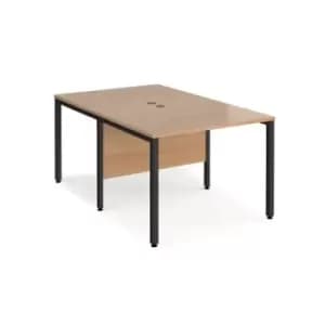 Office Desk 2 Person Rectangular Desk 1000mm Beech Tops With Black Frames 1600mm Depth Maestro 25