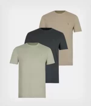 AllSaints Mens Brace Crew T-Shirt 3 Pack, Taup/cnder Ml/mink, Size: M