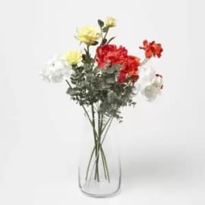 Poppy & Rose Orange and Yellow Artificial Bouquet - Orange - Homescapes