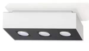 Mono 3 Light Flush Ceiling Light White & Black, GU10