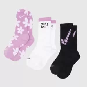 Nike Pink & Black Everday Plus Socks 3 Pack