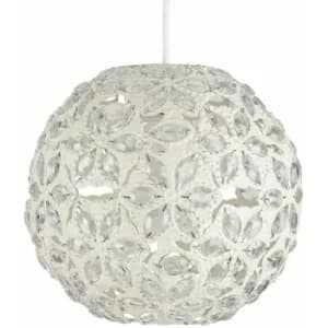 Moroccan Shabby Chic Cream Metal Jewel Ball Ceiling Pendant Light Shade
