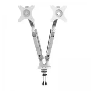 Triton gas lift space-saving double monitor arm - white