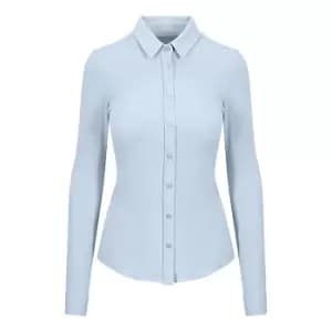 AWDis So Denim Womens/Ladies Anna Knitted Long Sleeve Shirt (L) (Blue)