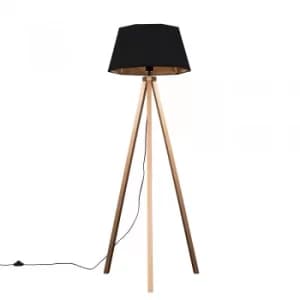 Barbro Copper Tripod Floor Lamp With Black And Copper Shade